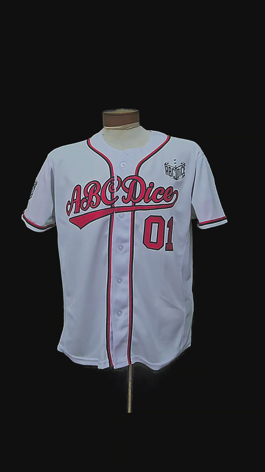 ABCDice Jersey (White w/ Red)
