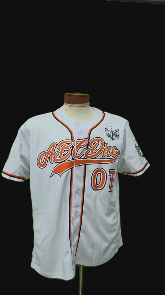 ABCDice Jersey (White w/ Orange)