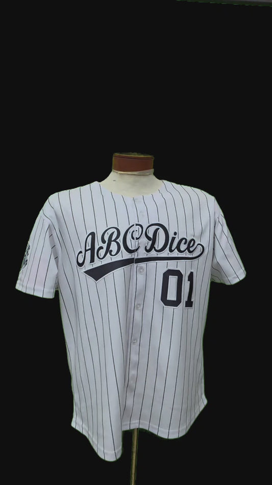 ABCDice Jersey (White & Black w/ Pin-Stripe)